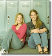 girls, hallway, school