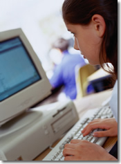 girl using computer