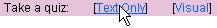 Screenshot showing the Take a Quiz selection menu