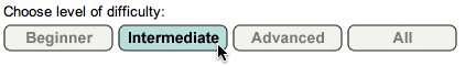 Screenshot of the Level of Difficulty selection buttons