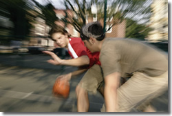 playing basketball