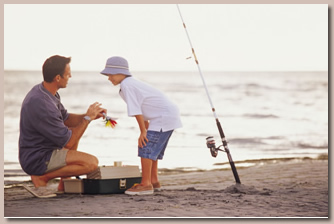 father and son fishing